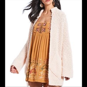 Free People Waterfront Peach Fuzz Cardigan Sweater